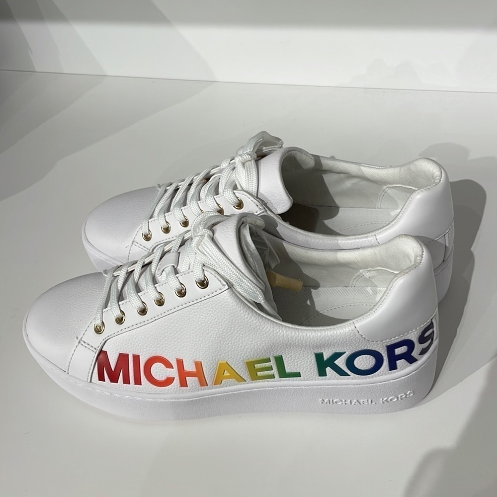 Michael Kors white pride poppy sneaker shoes platform - Picture 4 of 6